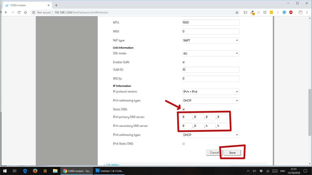 Update DNS Settings